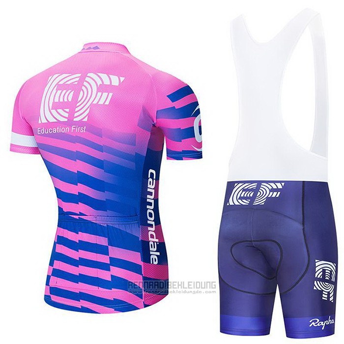 2020 Fahrradbekleidung EF Education First-drapac Rosa Blau Trikot Kurzarm und Tragerhose